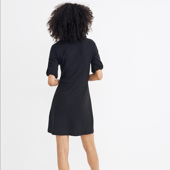 Madewell Cross-Front Button Dress (Black) - Picture 4 of 7